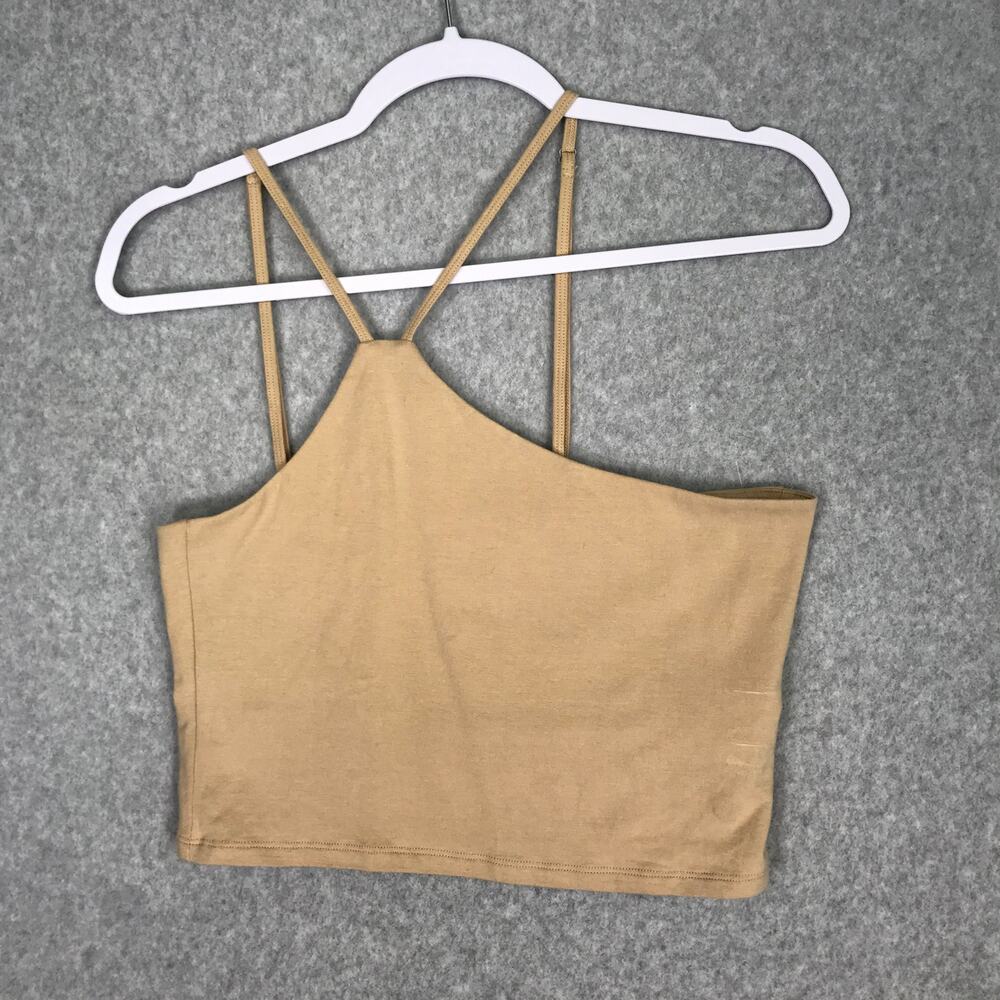 Hollister Crop Tank Top Large Tan Brami Neutral Yoga Summer Vacation Camisole **